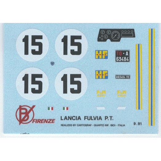 Decal Lancia Fulvia F & M # 15 Mugello 1969 - scala 1:43